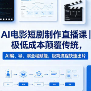 AI电影短剧制作直播课 零基础学AI编导演低成本快速出片技巧-雨叶虚拟资源网