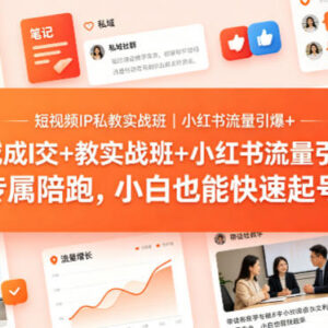 短视频IP私教实战班 小红书起号私域成交带徒盈利全流程教学-雨叶虚拟资源网