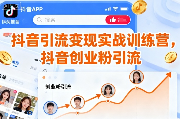 抖音创业粉引流变现实战训练营 全流程实操教学课程