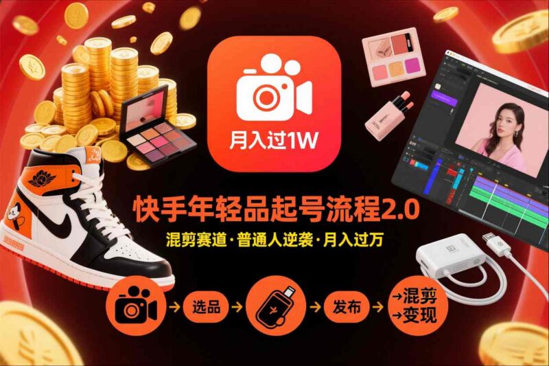快手年轻品短视频混剪带货起号全流程 普通人可落地实操