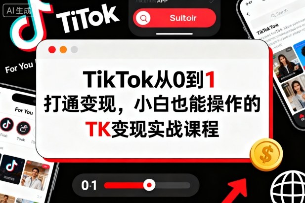 TikTok从0到1变现实战课程 零基础小白可操作的跨境运营教学