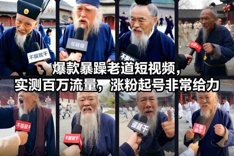 暴躁老道爆款短视频玩法拆解 百万流量涨粉起号实操教程