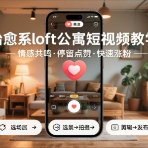 治愈系LOFT公寓短视频制作教学 巧用AI工具快速起号涨粉攻略-雨叶虚拟资源网