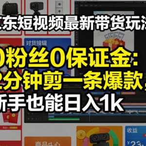 京东短视频最新无门槛带货玩法 0粉丝0保证金新手可上手实操指南-雨叶虚拟资源网