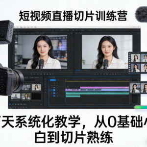 7天短视频直播切片系统训练营 0基础入门到熟练掌握全流程教学-雨叶虚拟资源网