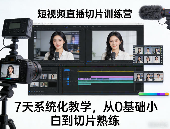7天短视频直播切片系统训练营 0基础入门到熟练掌握全流程教学