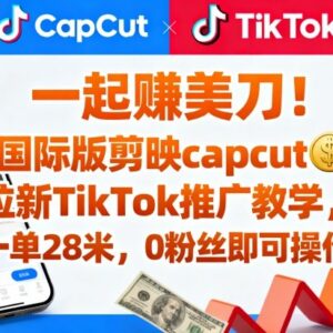 国际版剪映CapCut TikTok拉新推广教程 0粉可操作单客最高收益35元-雨叶虚拟资源网