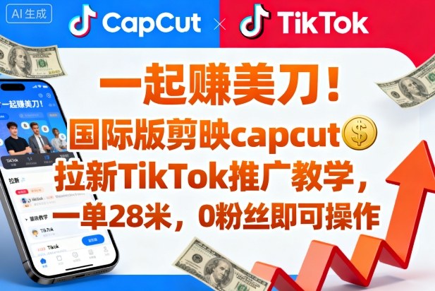 国际版剪映CapCut TikTok拉新推广教程 0粉可操作单客最高收益35元