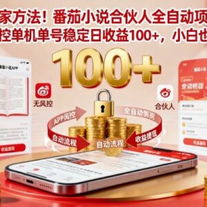 番茄小说合伙人全自动挂机项目攻略 无风控小白可做日入100+-雨叶虚拟资源网
