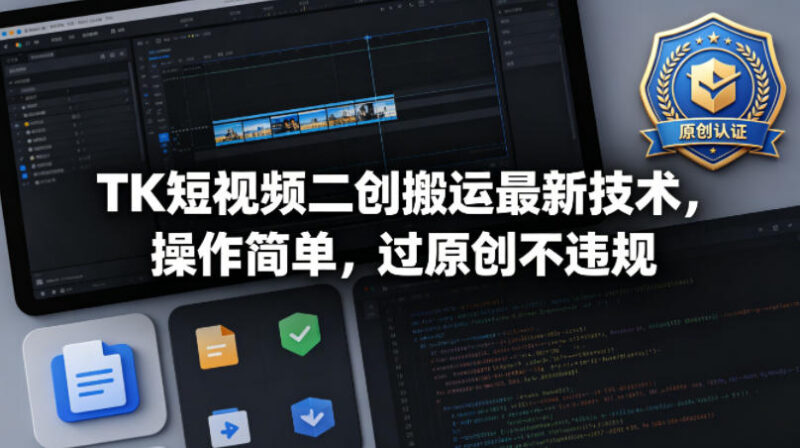 TK短视频二创搬运最新技术 合规过原创适配多类变现项目