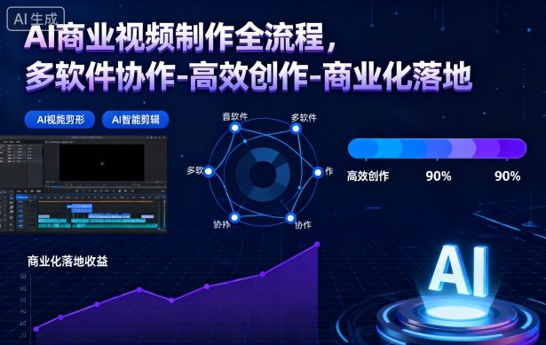AI商业视频制作全流程2期教程 多软件协作高效创作商业化落地