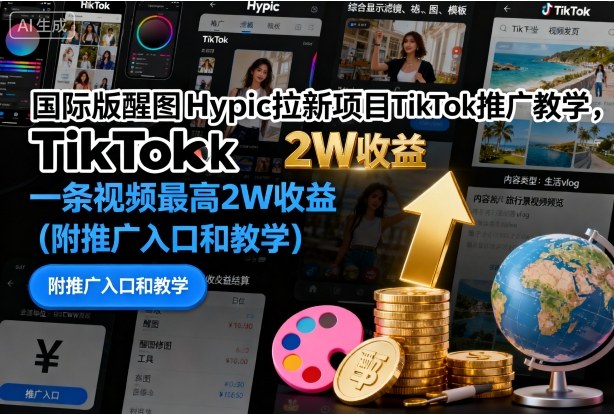 国际版醒图Hypic拉新TikTok推广教学 附申请入口及收益规则