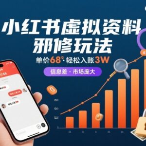 小红书虚拟资料信息差玩法分享 0成本低门槛单份售价68可月入3W-雨叶虚拟资源网