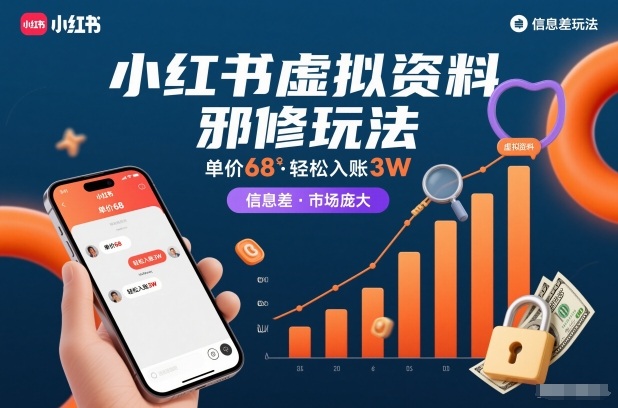 小红书虚拟资料信息差玩法分享 0成本低门槛单份售价68可月入3W