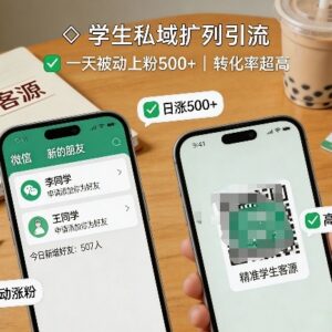 学生私域扩列引流实操方法 高转化被动上粉玩法详解-雨叶虚拟资源网