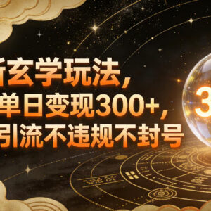 合规玄学轻玩法实操指南 零基础小白单日变现300+不违规不封号-雨叶虚拟资源网