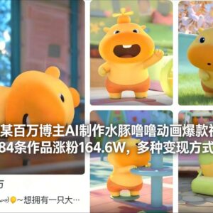 低门槛AI制作水豚噜噜动画爆款视频 涨粉及多途径变现玩法详解-雨叶虚拟资源网