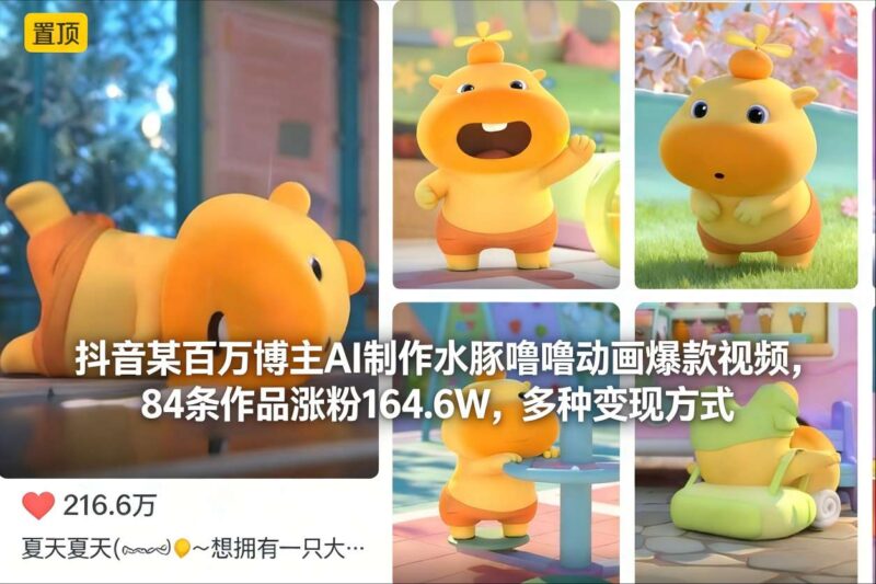 低门槛AI制作水豚噜噜动画爆款视频 涨粉及多途径变现玩法详解