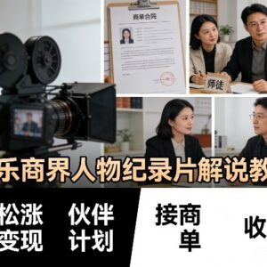 娱乐商界人物纪录片解说教学 涨粉接商单运营实操指南-雨叶虚拟资源网