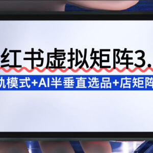 小红书虚拟矩阵3.0项目解析 双轨模式AI半垂直选品店矩阵打法-雨叶虚拟资源网