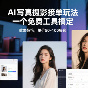 AI写真摄影接单赚钱实操教程 免费工具出片单套定价50-100元-雨叶虚拟资源网