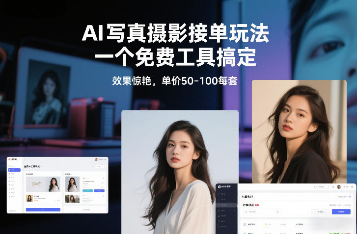 AI写真摄影接单赚钱实操教程 免费工具出片单套定价50-100元