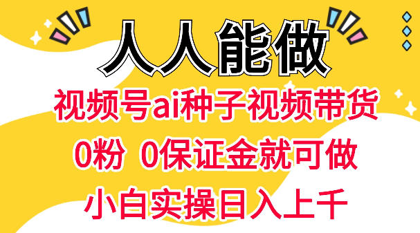 视频号AI种子带货实操方法 0粉0保证金普通人可上手项目