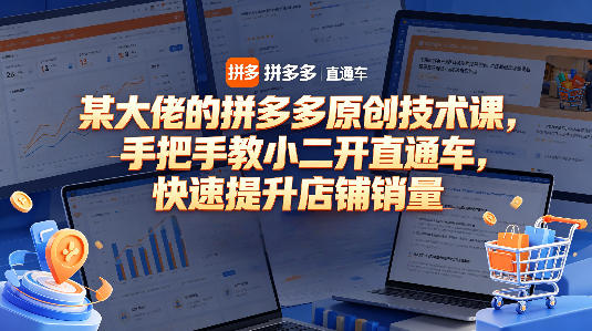 拼多多直通车实操系统课程 手把手教商家优化推广提升店铺销量