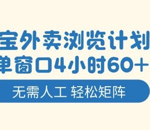 淘宝外卖浏览赚钱项目详解 4小时收益60+可矩阵运营无需人工-雨叶虚拟资源网