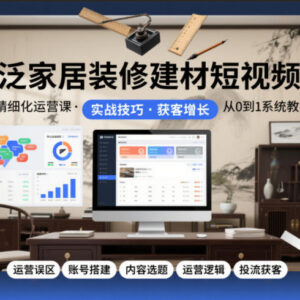泛家居装修建材行业短视频精细化运营全流程实战课程-雨叶虚拟资源网