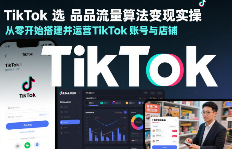 TikTok选品流量算法变现实操 从零搭建运营账号与店铺全指南