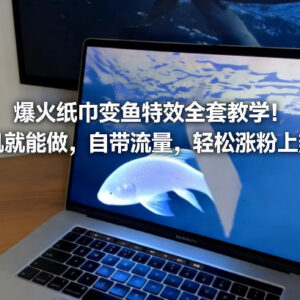 纸巾变鱼特效零基础手机制作教程 新手易上手可涨粉上热门-雨叶虚拟资源网