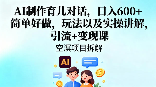 AI制作育儿对话副业实操 引流变现全流程玩法详细讲解