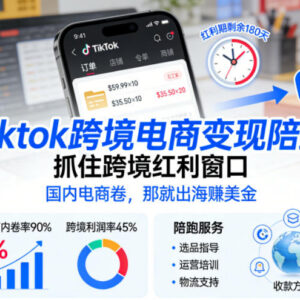 TikTok跨境电商变现陪跑教程 0基础出海赚美金全流程指南-雨叶虚拟资源网