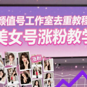 抖音颜值号工作室素材去重教程 美女账号快速涨粉实操教学-雨叶虚拟资源网