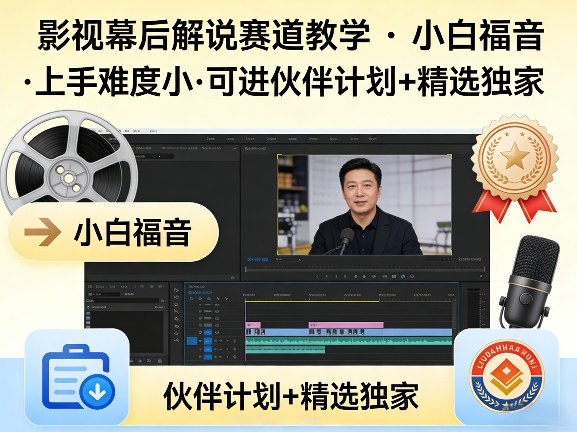 影视幕后解说全流程教学 零基础小白易上手可入平台伙伴计划