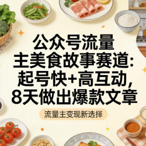 公众号流量主美食故事赛道攻略 低门槛起号8天可打造爆款内容-雨叶虚拟资源网