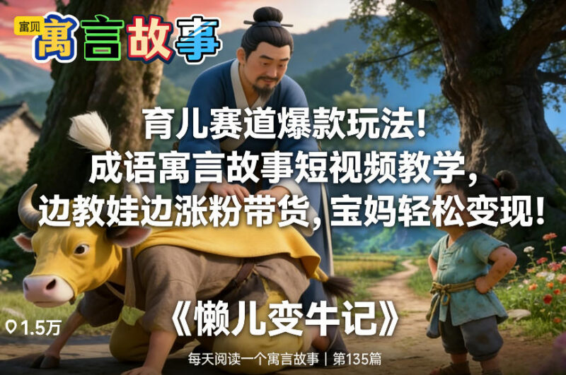 育儿赛道成语寓言短视频玩法 宝妈边教娃边涨粉带货变现