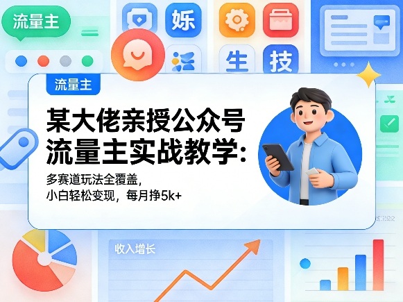 公众号流量主多赛道实操教程 零基础可上手的内容变现玩法