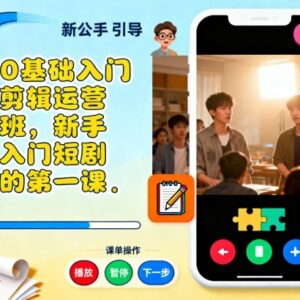 0基础小白短剧剪辑运营入门培训 新手入局短剧行业必修课程-雨叶虚拟资源网