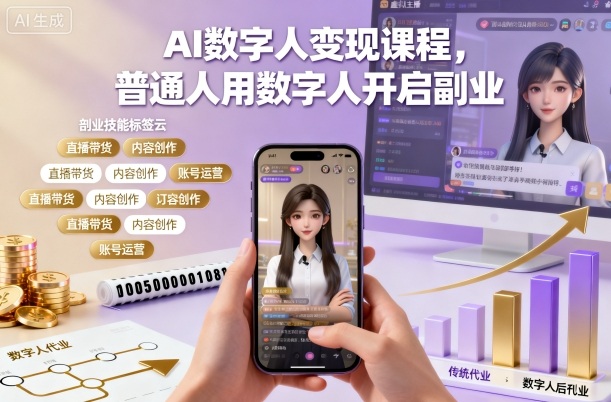 AI数字人变现系统课程 普通人零基础开启数字人副业全攻略