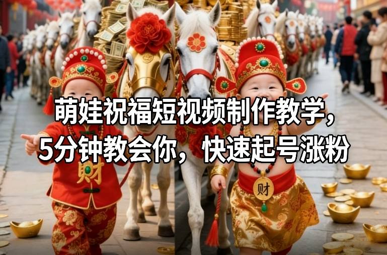 萌娃祝福短视频制作教学 新手5分钟学会快速起号涨粉