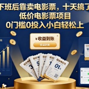 零门槛零投入低价电影票副业实操 小白上手10天收益可达7000+-雨叶虚拟资源网