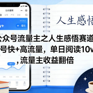 公众号人生感悟赛道流量主玩法 0基础新手快速起号提收益-雨叶虚拟资源网