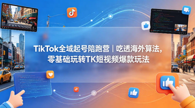 TikTok全域起号陪跑营 零基础吃透海外算法玩转短视频爆款玩法