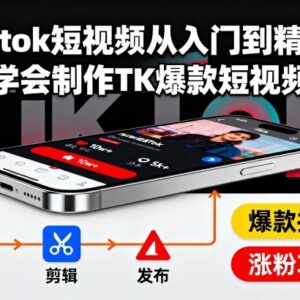 TikTok短视频制作从入门到精通 爆款带货短视频实操教程-雨叶虚拟资源网