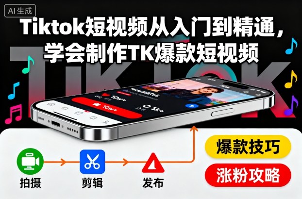 TikTok短视频制作从入门到精通 爆款带货短视频实操教程