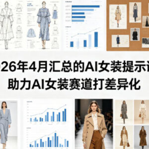 2026年4月AI女装提示词汇总 适配多工具助力赛道差异化运营-雨叶虚拟资源网