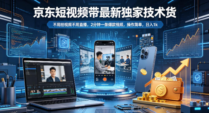 京东短视频带货最新玩法 无需拍摄直播快速制作爆款视频教程