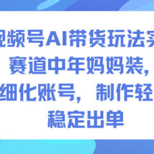 视频号AI中年妈妈装带货实战 精细化做号易操作可稳定出单-雨叶虚拟资源网